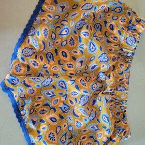 Aerie High Waist Floral Women's Shorts - Blue and Orange